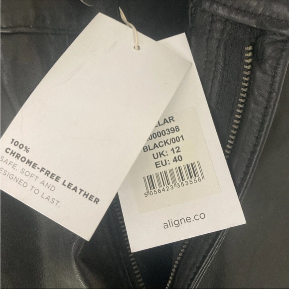 Aligne Leather Trousers Pants Slacks Gellar UK 12 US 8 high rise straight 31 ins - Picture 6 of 15